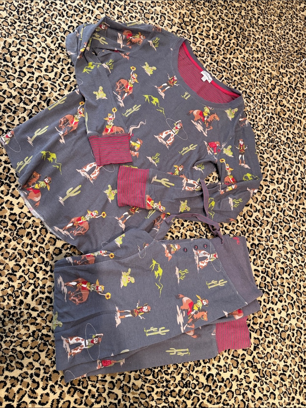 PJ Salvage Grey Cowboy Print Pajama Set